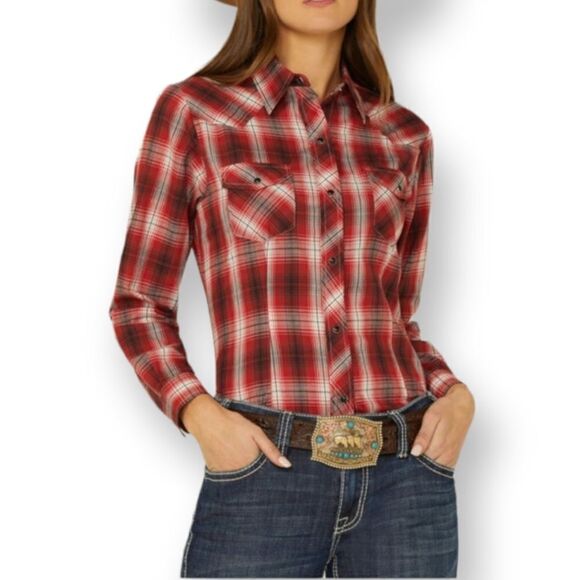NATURAL REFLECTION RED PLAID BUTTON DOWN SHIRT SZ.S EUC - Picture 1 of 6